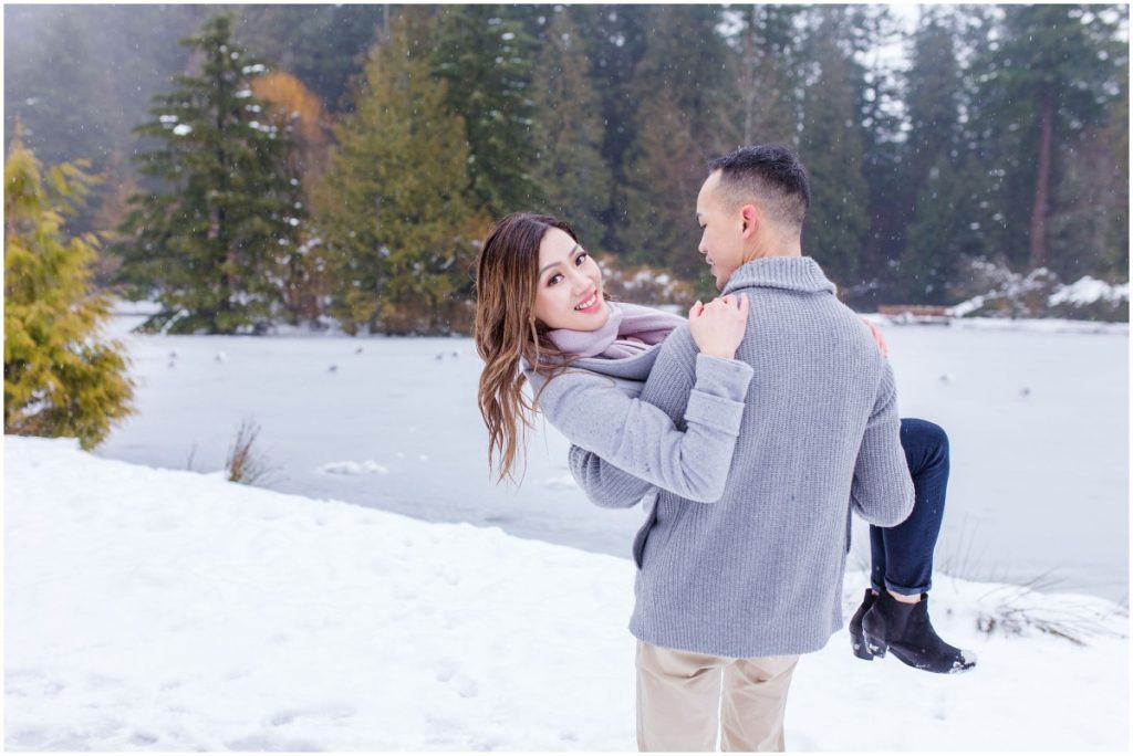 Vancouver Snowy Winter Engagement Photos