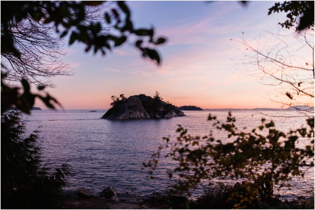 Whytecliff Park Sunset with purple and pink skies