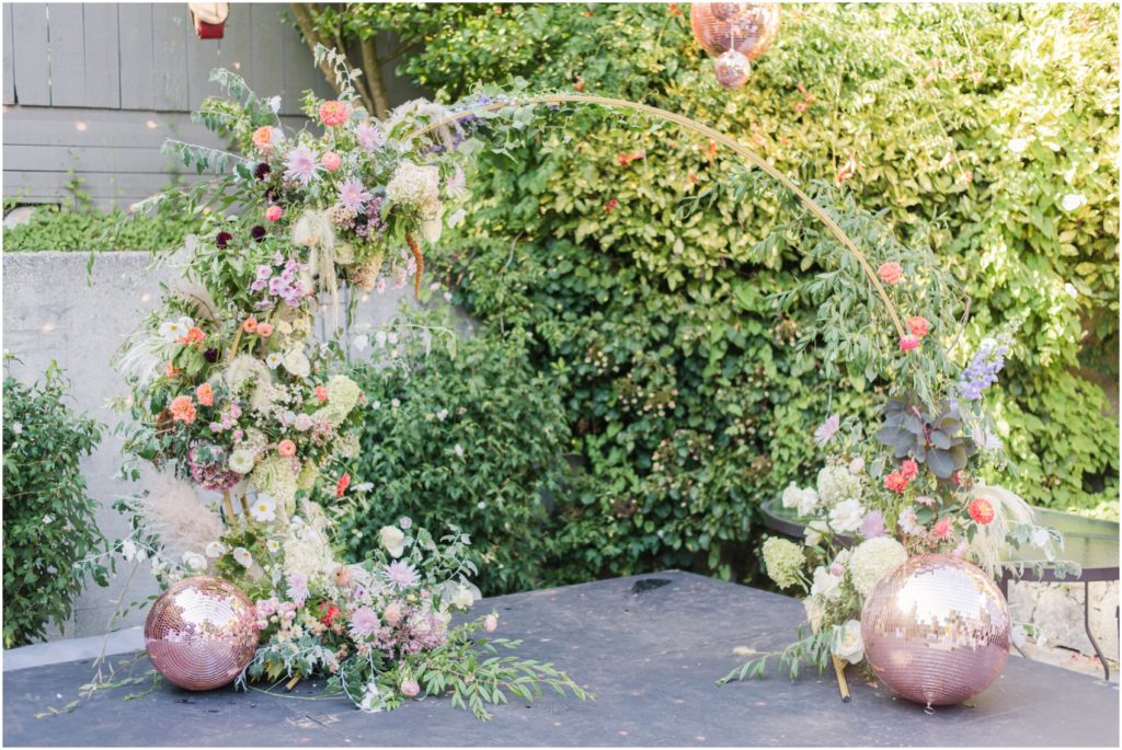 Vancouver Backyard Wedding, Vancouver Garden Wedding, wedding arch with flowers