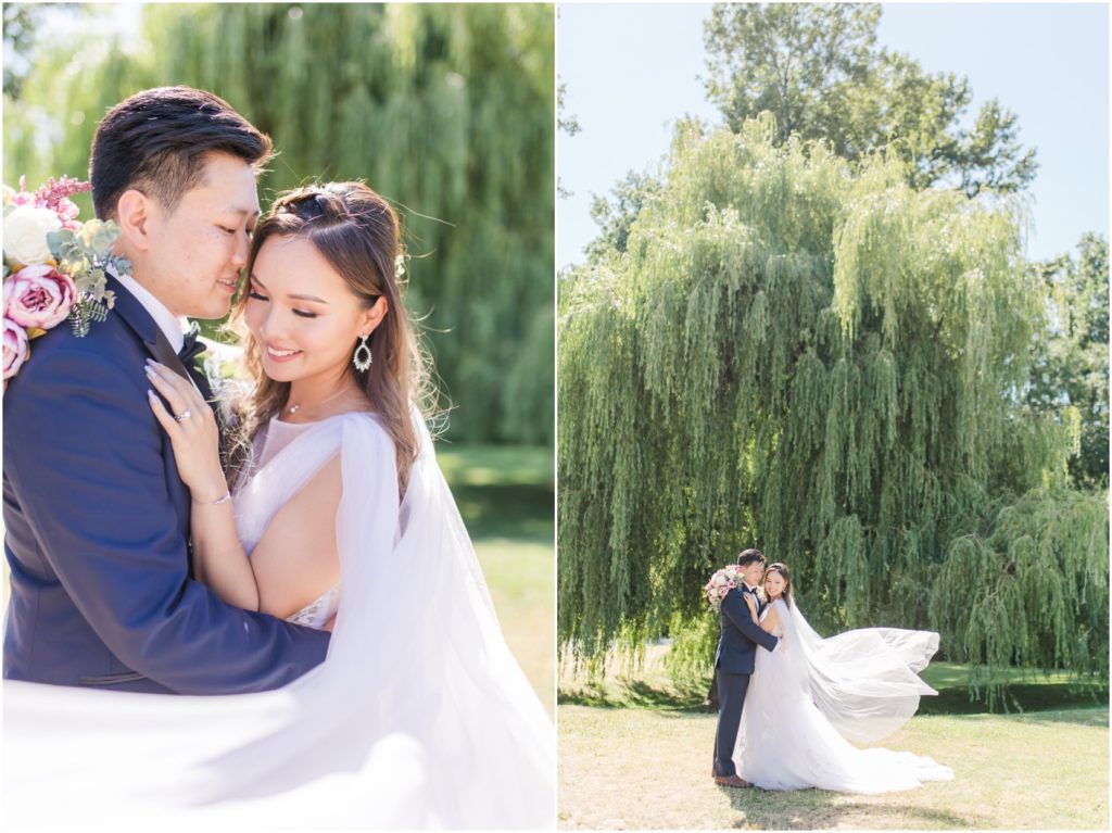 Joyful Bride and Groom with flying veil, Vivian Ng Photography, Vancouver Wedding Photographer