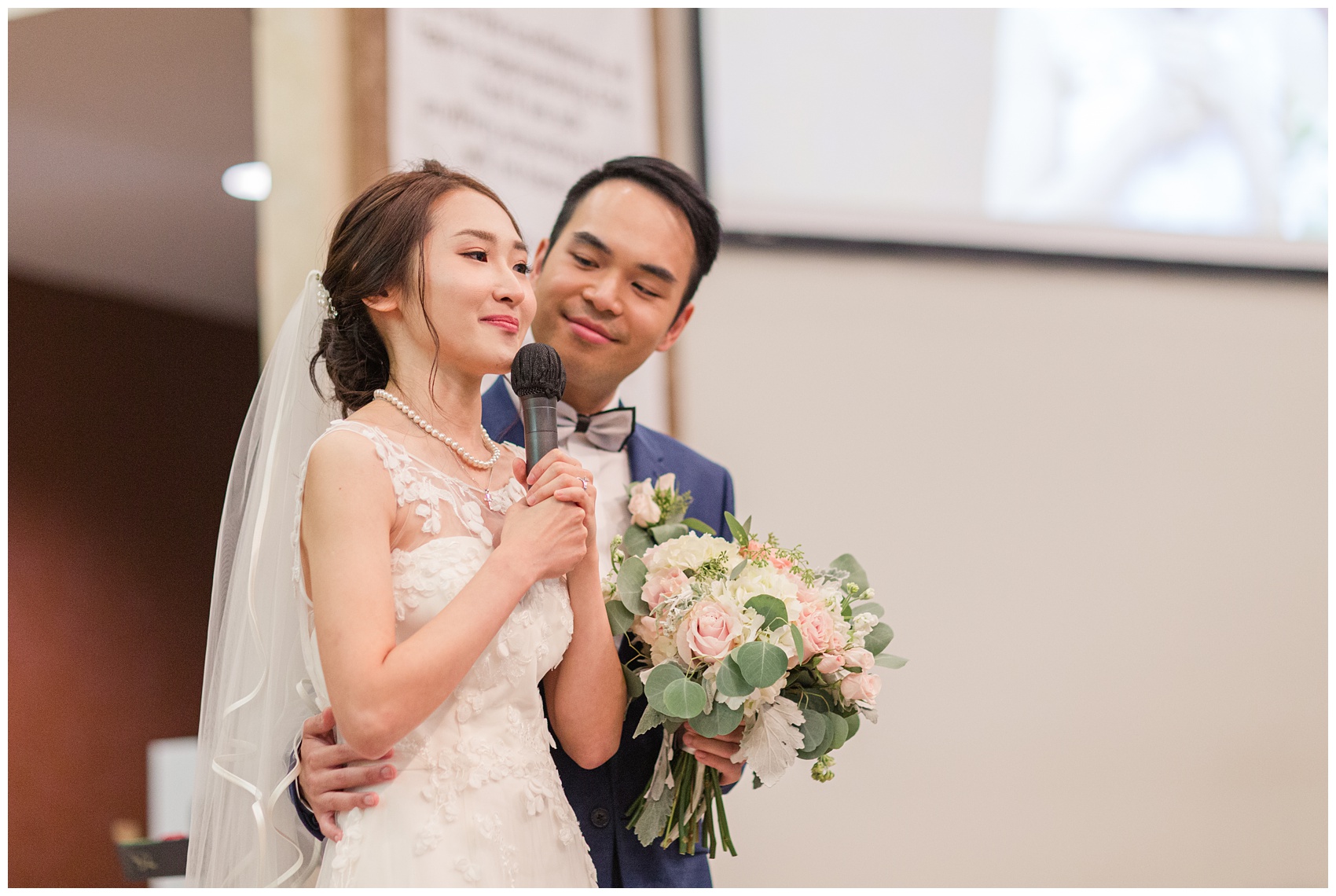 Burnaby Alliance Church wedding bride and groom speech, bride is emotional