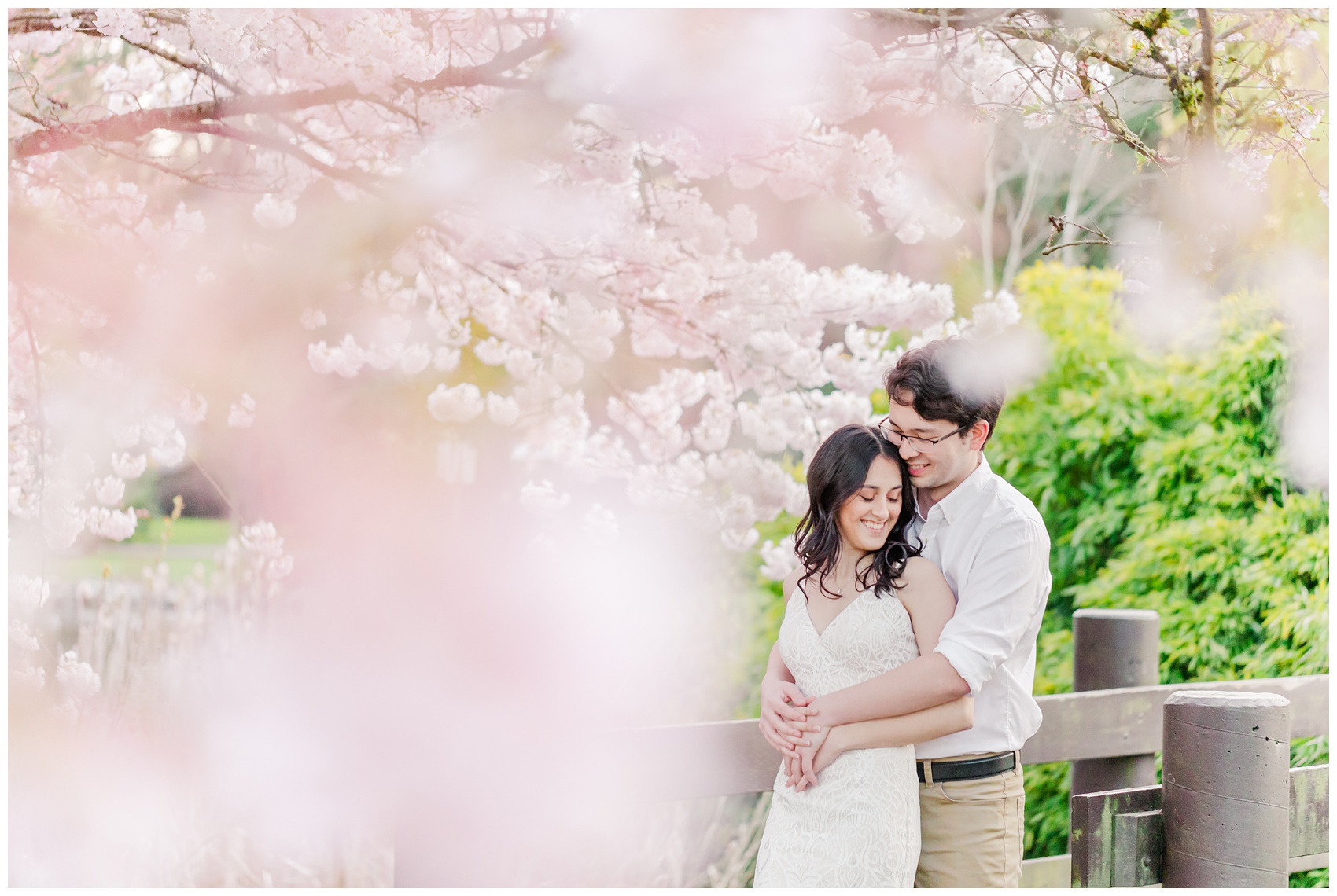 Richmond BC Engagement Photos at Minoru Park with Cherry Blossoms