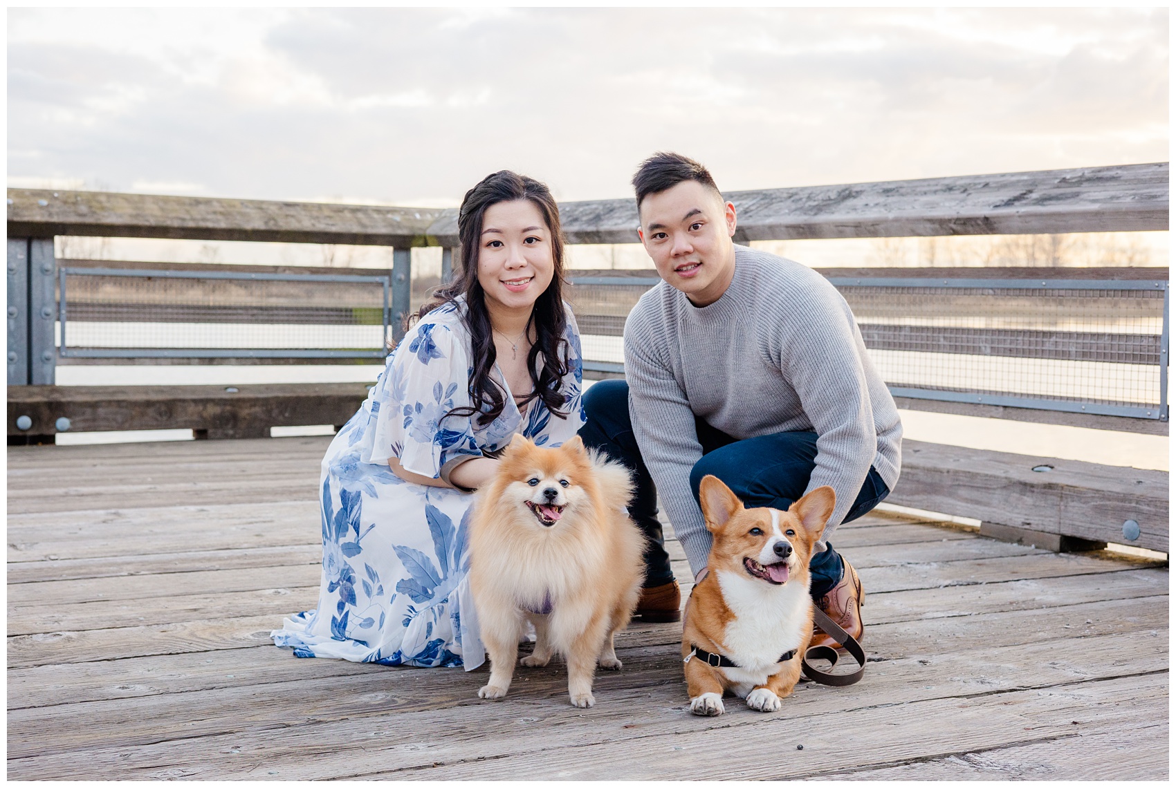 Steveston engagement photos with dogs