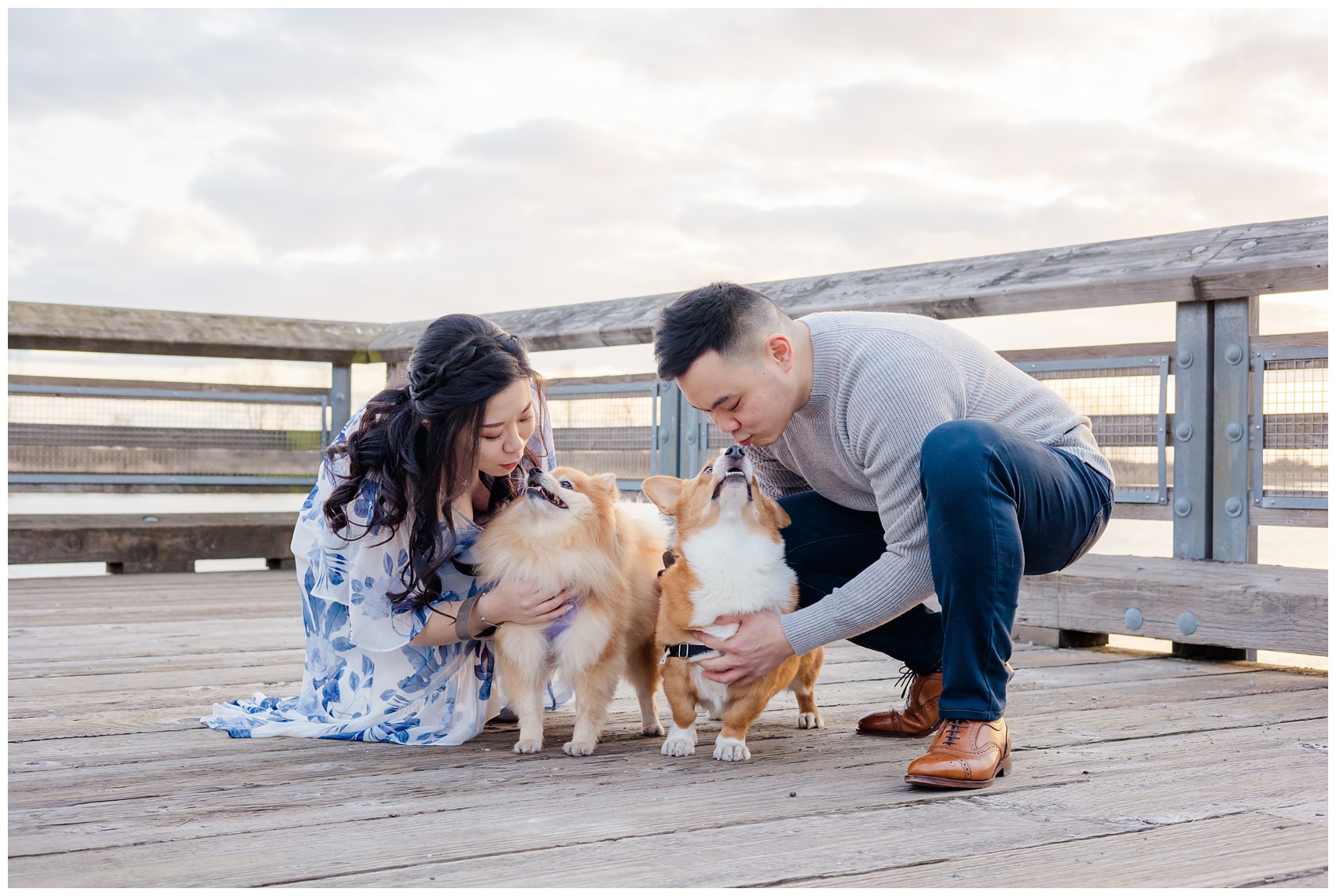 Steveston engagement photos with dogs